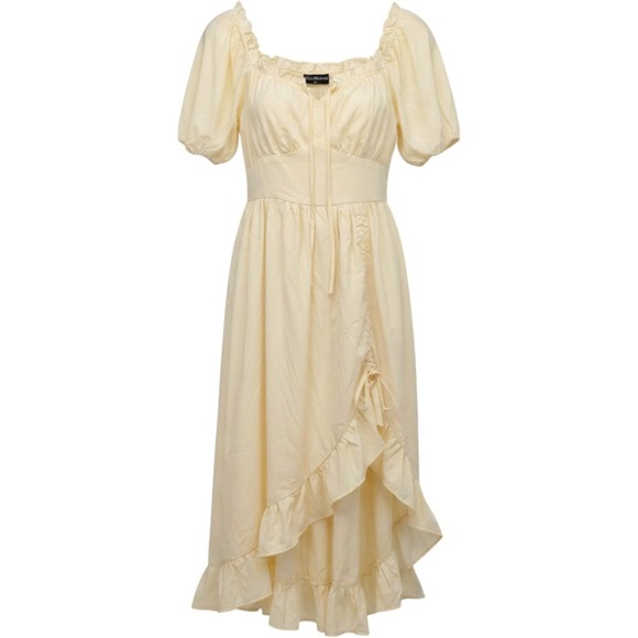 Scarlet Darkness Dresses & Skirts - Scarlet Darkness Dress Medium Cream Renaissance Ruffle High Low Puff Sleeve